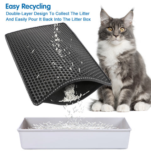 Double Rice Grain Cat Litter Mat, Cat Litter Cleaning Pad, Cat Litter Box Mat, Splash Guard Filter Mat