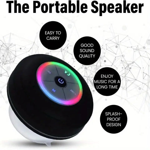 Wireless Speaker In The Bathroom - Audio, USB Charging Button Control, With Suction Cup, Secure Installation - Wireless Connection