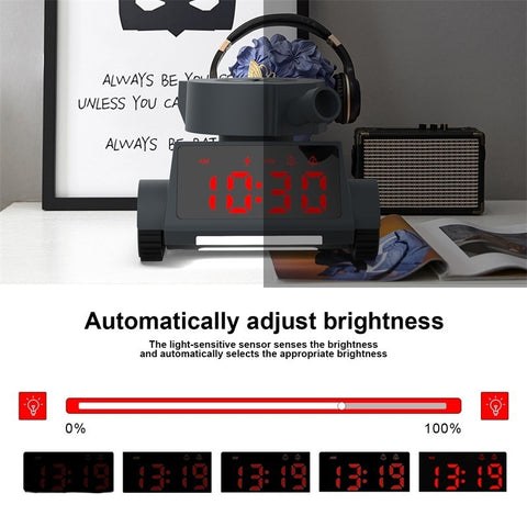 Novel Design Tank LED Clock Light Wireless Charging Tank Car Toy Clock For Kids