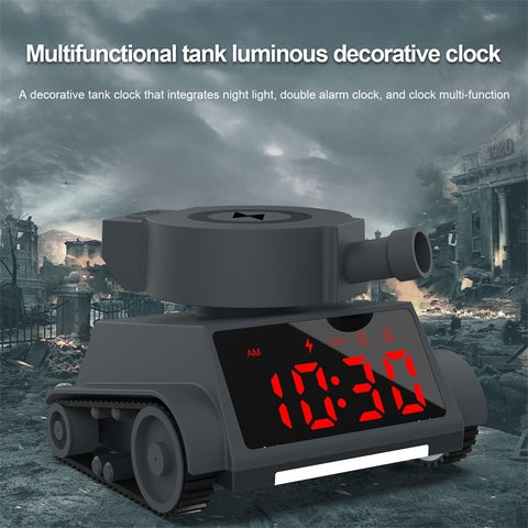 Novel Design Tank LED Clock Light Wireless Charging Tank Car Toy Clock For Kids